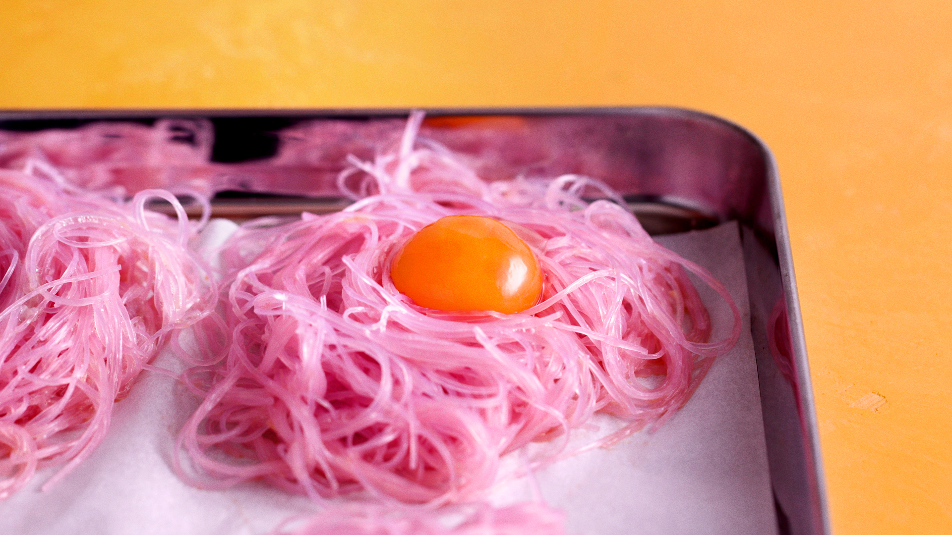 Rice Noodle Egg Nests with Sesame Slaw Tastemade