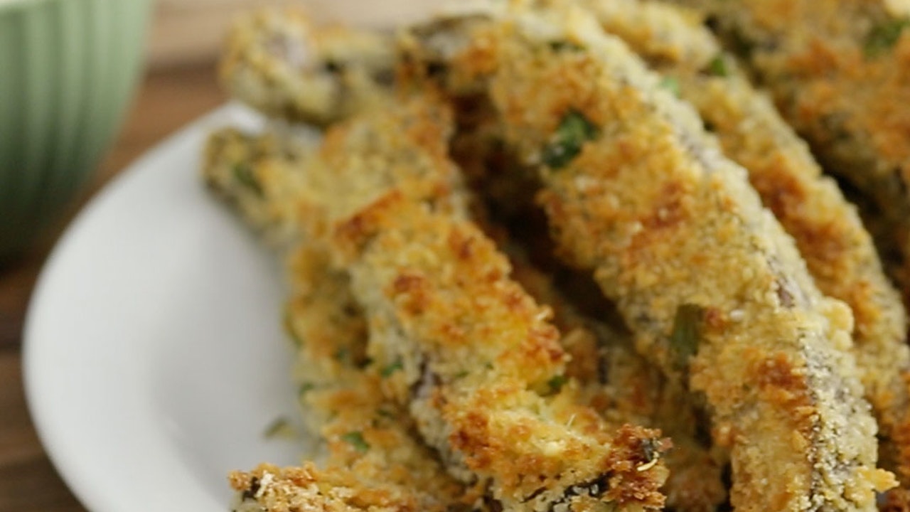 Baked Portobello Mushroom Fries With Garlic Dipping Sauce Tastemade